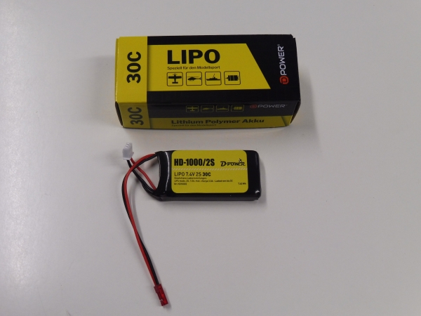 D-Power Lipo HD-1000 | 2S | 7.4V | 30C # 220-HD10002